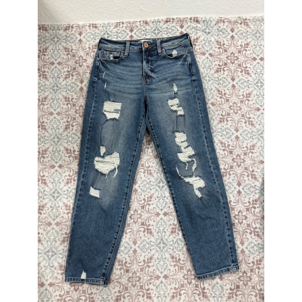 SO Goods For Life High Rise Mom Jeans 3/26W Distressed Medium Wash Denim